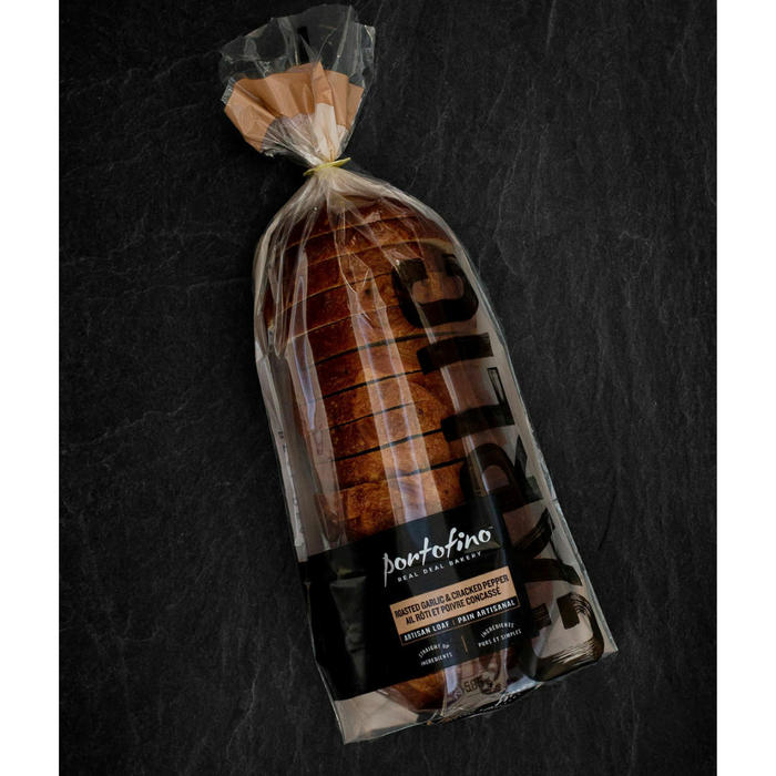 Roasted Garlic & Cracked Pepper Artisan Loaf - Portofino Bakery (Frozen)(585g) - BCause