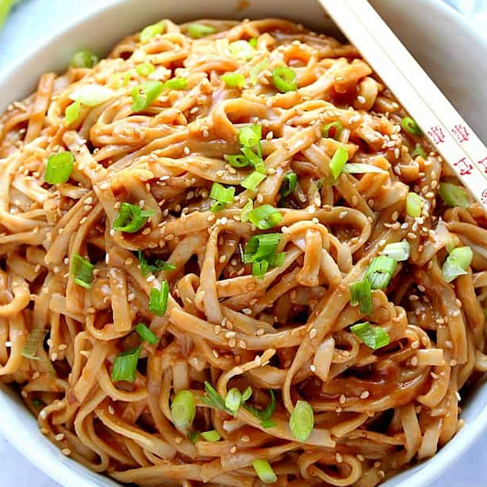 A bowl of Easy Chili Peanut Noodles