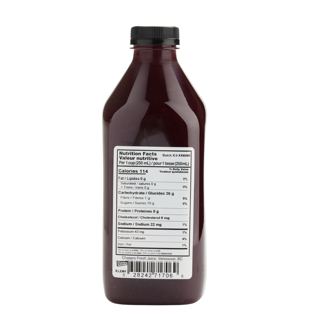 Cold-Pressed Blueberry Lemonade - Chaser's Fresh Juice (1L) - BCause