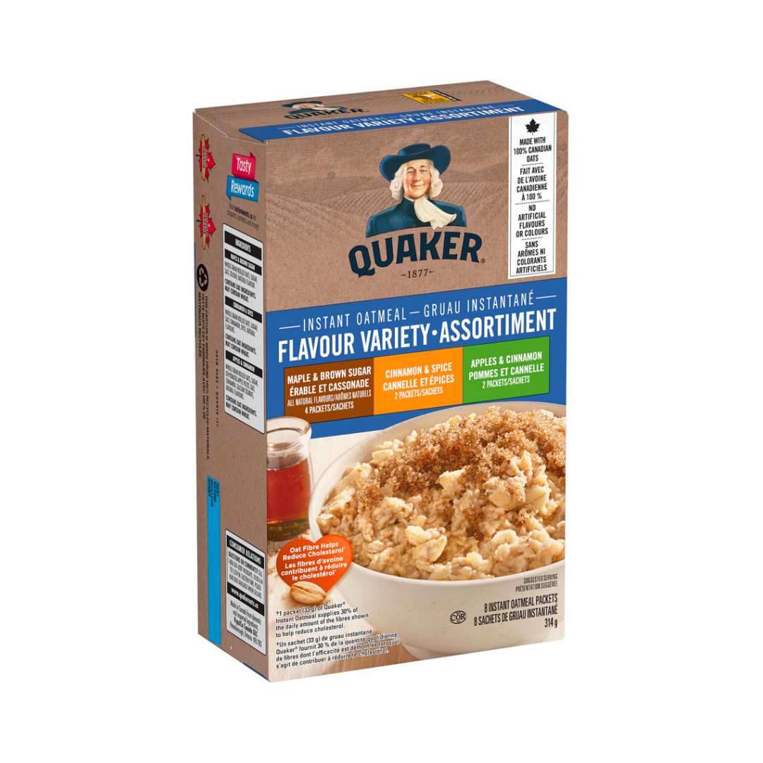 Quaker 3 Flavour Variety Pack Oatmeal (12/314 g) - BCause
