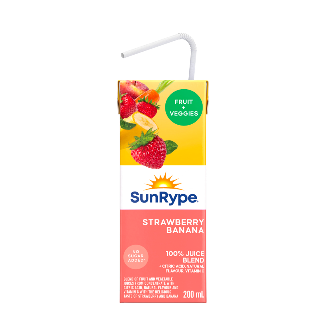 Sunrype Fruit & Veggie Strawberry Banana Juiceboxes (8/5x200 ml) - BCause
