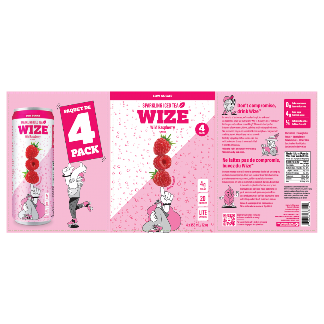 Sparkling Raspberry - Wize Tea (4-pack) - BCause