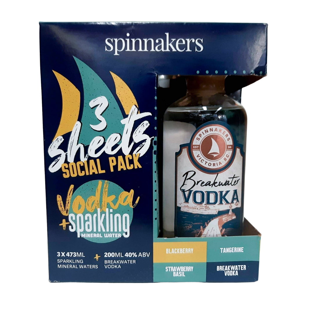 3 Sheets Social Pack: Vodka & Sparkling Mineral Water - Spinnakers* - BCause