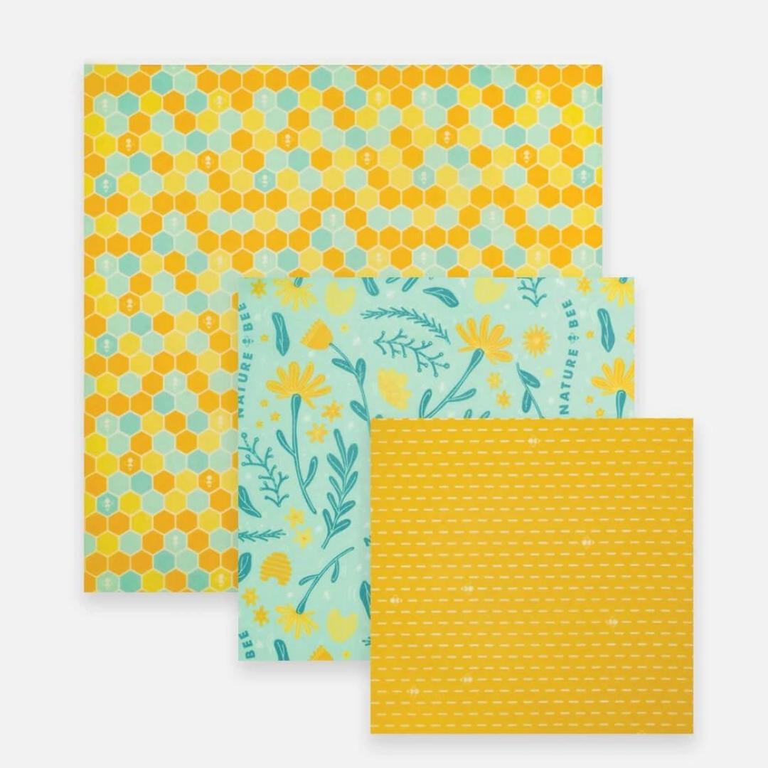 Beeswax Wraps Variety Set: Bee Lovers - Nature Bee (3pk) - BCause