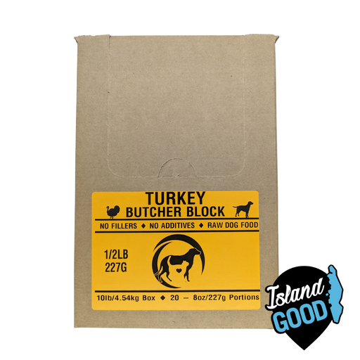 Turkey Butcher Block for Dogs - Buddies Natural Pet Food (20 x 1/2lb Portions, 10lb Box) - BCause