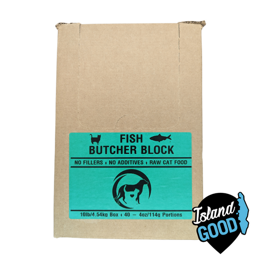 Fish Butcher Block for Cats - Buddies Natural Pet Food (40 x 1/4lb Portions, 10lb Box) - BCause