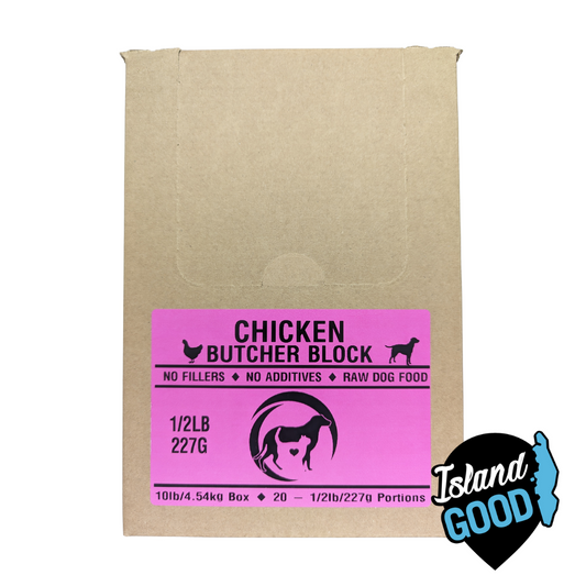 Chicken Butcher Block for Dogs - Buddies Natural Pet Food (20 x 1/2lb Portions, 10lb Box) - BCause