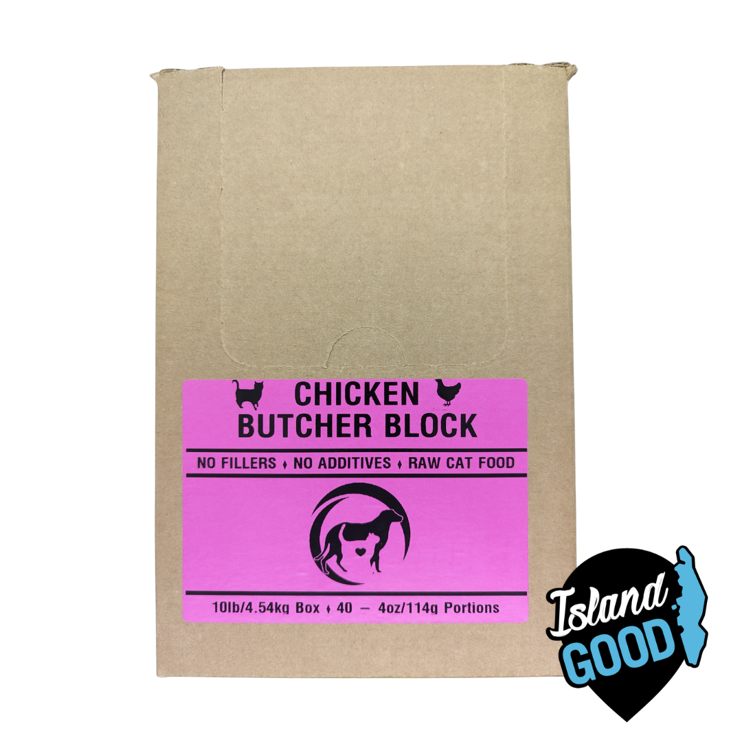 Chicken Butcher Block for Cats - Buddies Natural Pet Food (40 x 1/4lb Portions, 10lb Box) - BCause