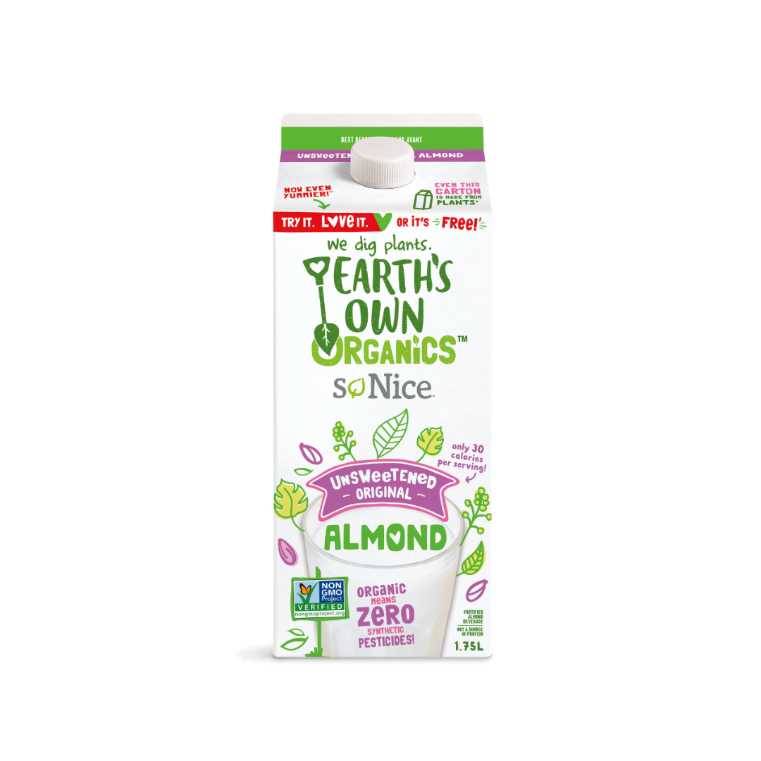 Unsweetened Original Organic Almond Milk - Earth's Own (1.75L) - BCause