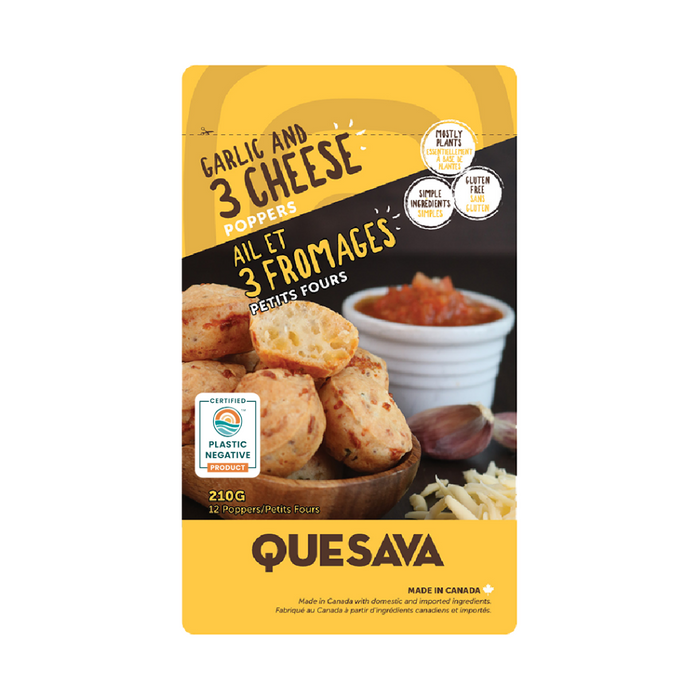 3 Cheese Garlic & Onion Cheese Poppers - Quesava (Single Meal Pack) - BCause