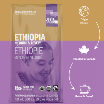 Ethiopia Single Origin Whole Bean Coffee - Level Ground - (300g) - BCause