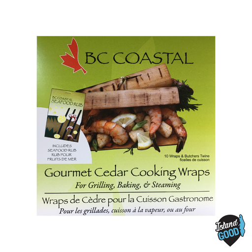 Premium Western Red Cedar Cooking Wraps with Seafood Rub - BC Coastal Grilling Planks (10Pk) - BCause