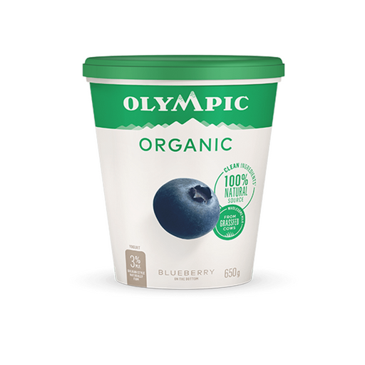 Organic Blueberry 3% Yogurt - Olympic Dairy (650g) - BCause